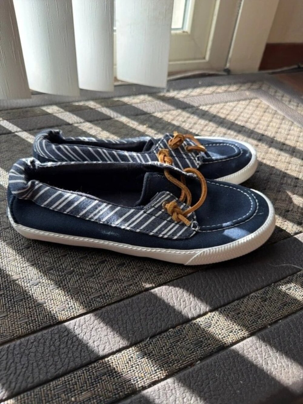 Sperry STS85950 Lounge Away 2 Navy Striped Boat Shoe Womens US 7 EU 37.5 New